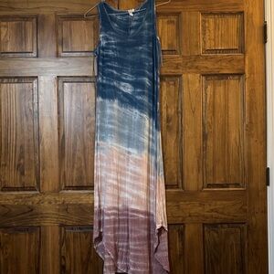 Cable & Gauge Blue and Pink Tie-Dye Maxi Dress